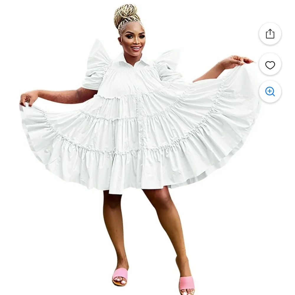 Kelly Obi White Mini Shirt Dress